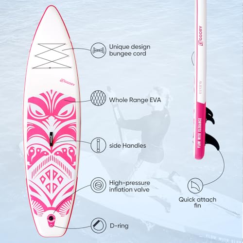 Inflatable Paddle Board,Stand Up Paddle Board Set, Extra Wide SUP Board with Removable Fin, Floating Paddle, Hand Pump, Waterproof Phone Pouch,Traveling Board - color: TT pink