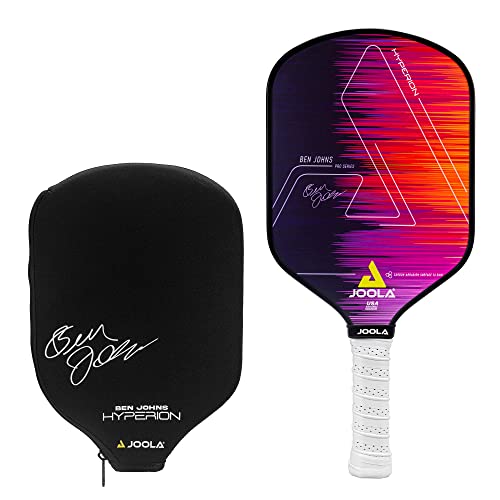 JOOLA Ben Johns Hyperion Pickleball Paddle - Select Raw Carbon Surface or Carbon Abrasion Surface for Increased Power and Spin - Elongated Grip Handle - Carbon Fiber Pickleball Paddle - USAP Approved - color: Hyperion | CAS | 13.5mm with Cover