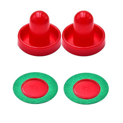 2 Red Air Hockey Pushers and 2 Red Pucks, Mini Air Hockey Pushers and Air Hockey Pucks Great Goal Handles Pushers Goal Handles Paddles Replacement Accessories (76mm)