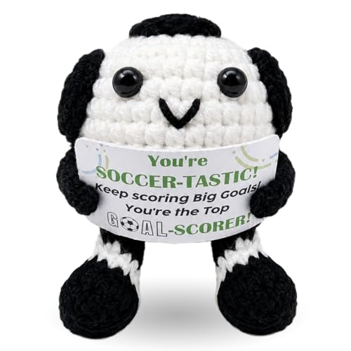 Funny Crochet Soccer Ball Gifts for Men Women, Handmade Soccer Decor for Players Fans Coaches, Cute Emotional Support Sports Gift for Birthday Party Desk Decorations - color: Soccer