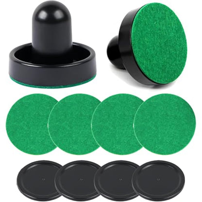 10-piece Set Mini Air Hockey Pushers and Pucks, Strikers Goal Handles Pushers Paddles Air Hockey Table Replacement Accessories, (2 Pushers, 4 Pucks,4 Pads), 60MM - color: Black