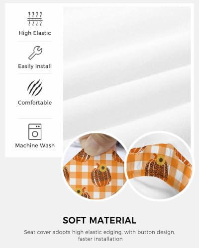 Savannan Office Chair Cover, Autumn Leopard Print Pumpkin Protective Stretch Elastic Universal Cover for Desk Task Chair,Computer Rotating Chair 1 Pcs Orange and White Buffalo Plaid