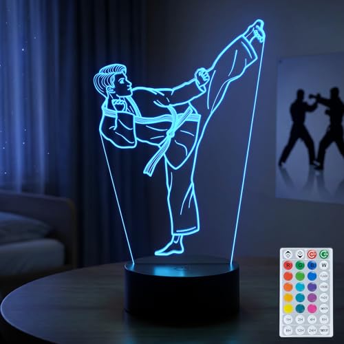 Karate Night Light, Karate Gifts for Boys | 16 Colors Lights Dimmable LED Timer Lamp, for Birthday Xmas Taekwondo Gifts for Kids Room Decor - color: Karate