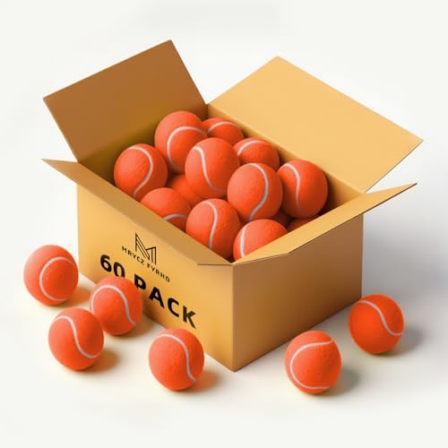 60/120 Pack Tennis Balls, Training Tennis Balls, Pet Dog Playing Balls, Practice Tennis Balls with Mesh Bag for Transport and Beginner Training - color: Orange-60Pack