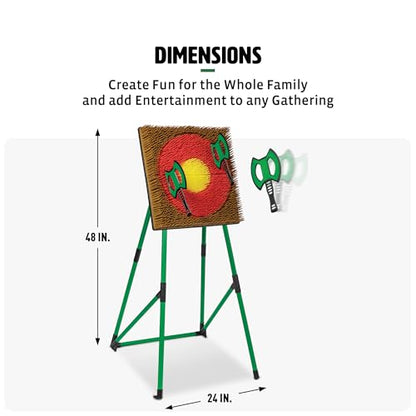 EastPoint Go! Gater Tomahawk Axe Throwing Set - Green, Medium - Easy Portable Setup for Backyard Games - Safe Foam Tomahawks for Outdoor Fun - Bristle Target for Kids & Adults Yard Games