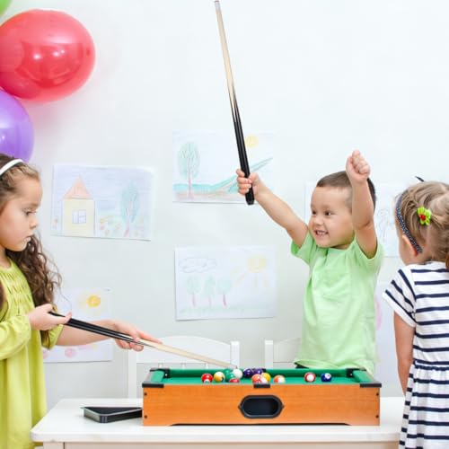 Toyvian Mini Pool Cue Stick, 18.89in Lightweight Wooden Short Billiard Cue for Kids Children Small Tabletop Pool Table Accessories for Beginners Learning Play