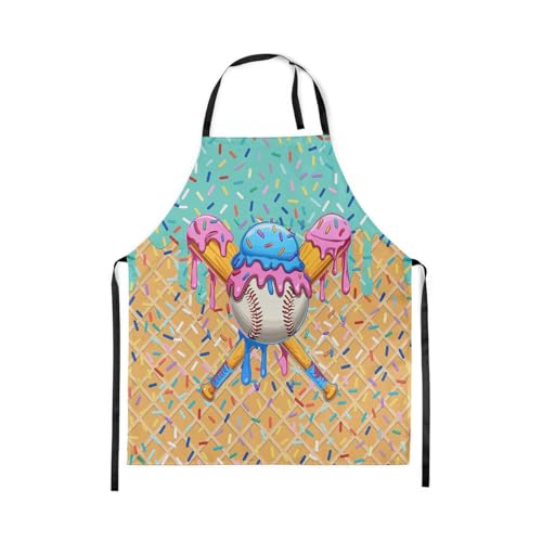 Manfei Baseball Ice Cream Kids Kitchen Apron - color: Light Green