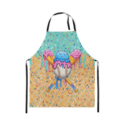 Manfei Baseball Ice Cream Kids Kitchen Apron - color: Light Green