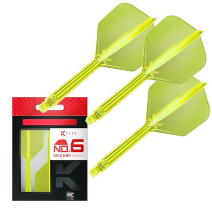 Target Darts K Flex Integrated Dart Flight and Shaft, No.6 | 3-Pack K-Flex - No. 6, Kflex Precision-Molded 2-in-1 Dart Flights and Dart Shaft | Professional Dart Accessories - color: Yellow, size: Medium (33mm)