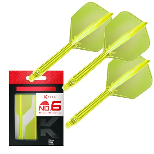 Target Darts K Flex Integrated Dart Flight and Shaft, No.6 | 3-Pack K-Flex - No. 6, Kflex Precision-Molded 2-in-1 Dart Flights and Dart Shaft | Professional Dart Accessories - color: Yellow, size: Medium (33mm)