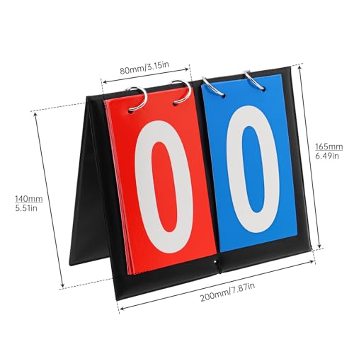 Flip Scoreboard 2-Digit – 6.3x7.9 Inch Portable Score Keeper with Large Numbers, PU Leather & Metal, for Basketball, Volleyball, Table Tennis, Cornhole, Board Games, Schools & Recreational Activities