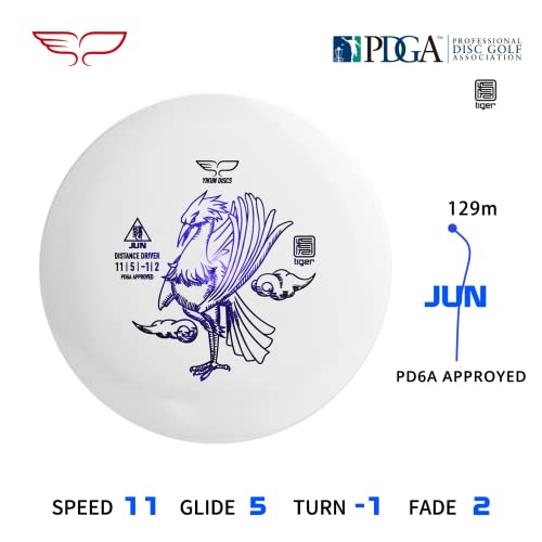 Yikun Disc Golf Driver | Professional PDGA Approved Golf | Phoenix Star Distance Driver | 165-175g | Fairway Golf Disc Perfect for Outdoor Games and Competition - color: white and blue