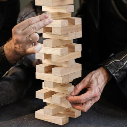 Offelec Giant Tumbling Tower Game with Carry Bag - 54 Jumbo Wooden Stacking Blocks for Indoor Outdoor Yard Games, Large Tower Stacking Grows to Over 4 FT Tall - Family Party Toy for Kids & Adults - style: Over 4 Ft