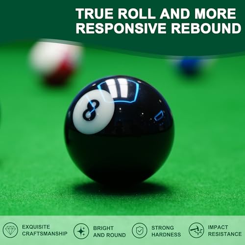 HMQQ 2 1/4" Replacement 8 Ball for Pool Table, Regulation Size Professional Resin Billiard Ball, Durable Glossy Finish, Single Black Pool Ball - style: Number 8