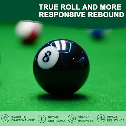 HMQQ 2 1/4" Replacement 8 Ball for Pool Table, Regulation Size Professional Resin Billiard Ball, Durable Glossy Finish, Single Black Pool Ball - style: Number 8