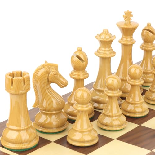 High Polymer Weighted Chess Pieces Only - 3.75'' King - Extra 2 Queens, Standard Tournament Chessmen for Chess Board Game or Replacement of Missing Pieces (No Board), Storage Bag Included