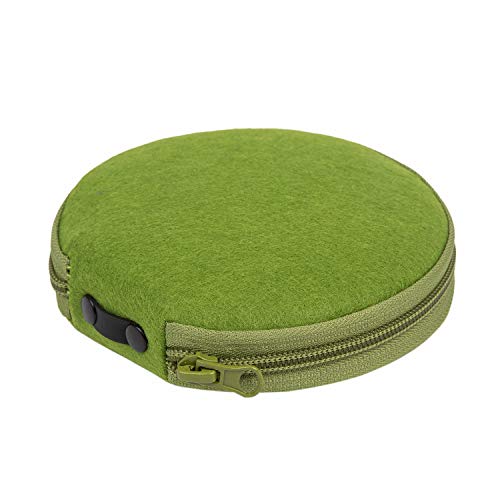 ELEZAY Small CD Case Round Felt 20 Capacity CDs Storage Wallet DVD Disc Holder,Olive Green - color: C-Olive