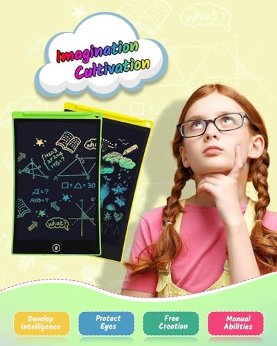 TECJOE 2 Pack LCD Writing Tablet, 8.5 Inch Colorful Doodle Board Drawing Tablet for Kids, Kids Travel Games Activity Learning Toys Birthday Gifts for 3 4 5 6 Year Old Boys and Girls Toddlers - color: Yellow Green