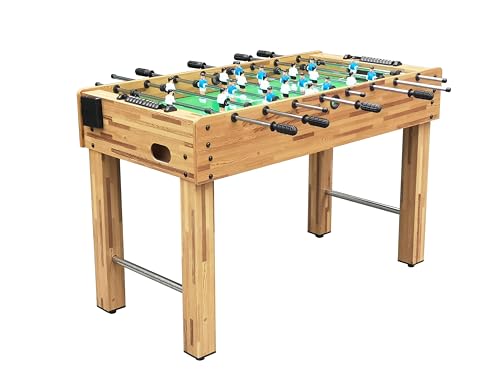 48” Foosball Table, Indoor Soccer Table Game with Steel Rods for Adults & Kids, Wooden Football Table for Family Game Room, Man Cave, Finished in MDF - color: Wood