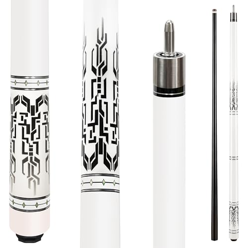 HomeSeason Fiberglass Pool Cue 58" Professional Pool Stick 12.7mm 4-Layer Tip Low Deflection Cue Stick, 3 * 8/8Joint Pin, Ultra-Smooth, Billiard Cue Sticks - color: White/20oz