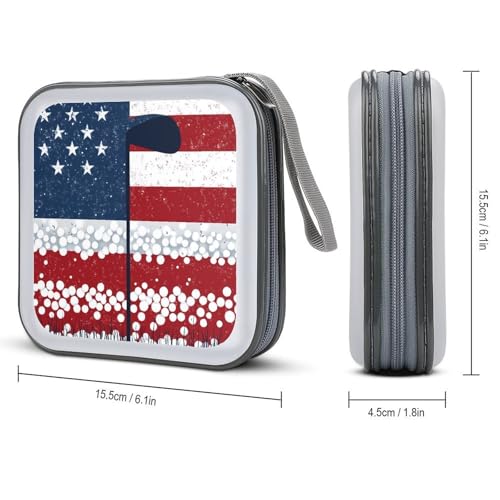 Golf with U.S. Flag Funny CD Case 40 Capacity DVD Storage Holder Portable Disc Wallet Organizer Bag for Home Travel