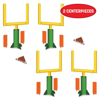 Beistle 3-D Football Goal Post Centerpieces, 2-Pack Printed Cardstock Paper, Interactive Table Decor for Sports Parties, Tailgating, and Game Day Celebrations, 11”