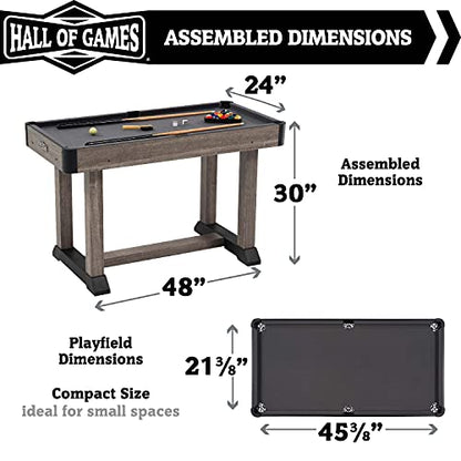 Hall of Games Billiard Tables Multiple Styles, Pool Tables with Preassembled Playfields and Complete Billiard Accessory Sets, Perfect for Family Game Rooms - style: 4 Ft. Charleston
