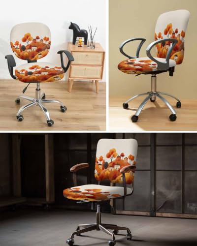 Savannan Office Chair Cover, Autumn Orange Tree Mountain Farm House Protective Stretch Elastic Universal Cover for Desk Task Chair,Computer Rotating Chair 1 Pcs Retro Linen