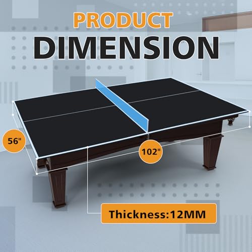 8.5 FT Ping Pong Table Top, Foldable Table Tennis Table for Billiard and Pool Tables, Indoor Table Tennis Conversion Top with Net & Premium Foam Padding - Perfect for Family Game Rooms-Black