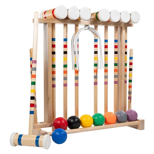Framco Deluxe Amish Made 8 Player Maple Hardwood Croquet Set