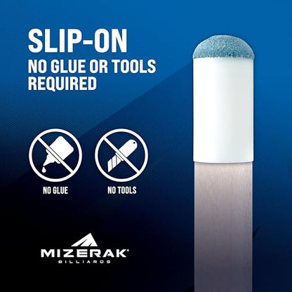 Mizerak Slip-On Cue Tips – 12mm & 13mm Pool Cue Tip Replacements – Universal Fit, No Glue Needed – Instant Fix for Worn Tips