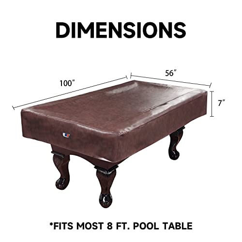 GSE Games & Sports Expert Billiard Table Covers, 7'/8'/9' Waterproof & Tearproof Heavy Duty Leatherette Pool Table Cover (Several Colors Available) - color: Brown - 8ft