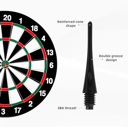 300 Pack 2BA Thread Soft Dart Tips, Durable Nylon Replacement Dart Points Break Resistant Soft Tip Darts Accessories Set for Electronic Dartboards (Black)