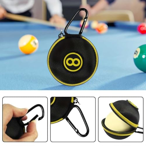 Cue Ball Case 2.24in Billiard Ball Carrying Case, Easy to Carry Clip-on Cue Ball Bag for Billiard Balls, Training Balls and Pool Balls - color: Yellow