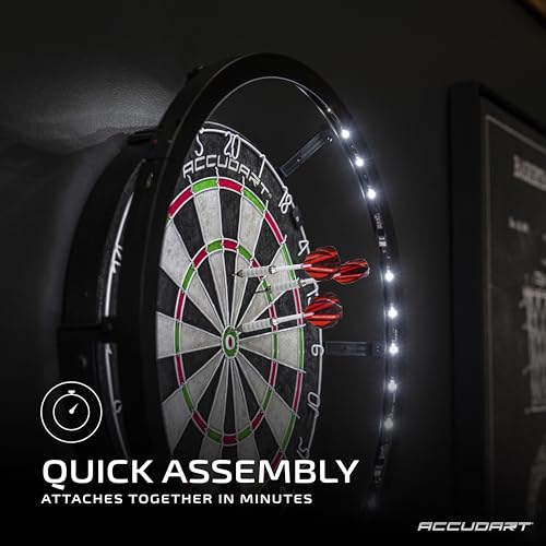 Accudart Vortex LED Surround - Tournament Style - 360 Degree Bright LED Lighting - Fits Traditional 18" Boards - Attaches Together in Minutes
