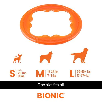 BIONIC Toss-N-Tug Turbo Dog Toy - High-Visibility Ultimate Three-in-One Dog Toy, Lightweight Design for Light Chewers