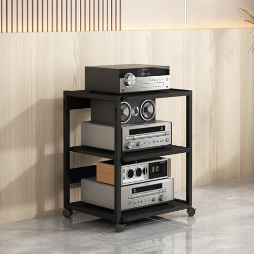Modern 3/4/5-Tier Corner Stand Cabinet, AV Console for Game Consoles & Media, Stylish Entertainment Center with Wooden Storage Shelves for CDs & Video Games - color: A, size: 3 Tier-50x40x69.5cm