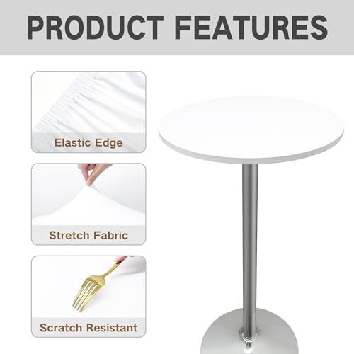 Small Round Fitted Table Cover Cocktail Table Topper Cap Elastic Tablecloth Stretch Spandex Table Cloth for Bar Pub Party White 30 Inch - color: White, size: 30" (Round)