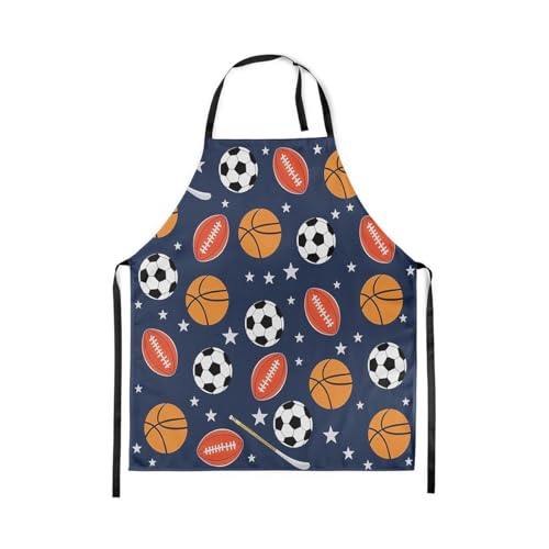 Manfei Ball Sports Kids Kitchen Apron - color: Orange Blue