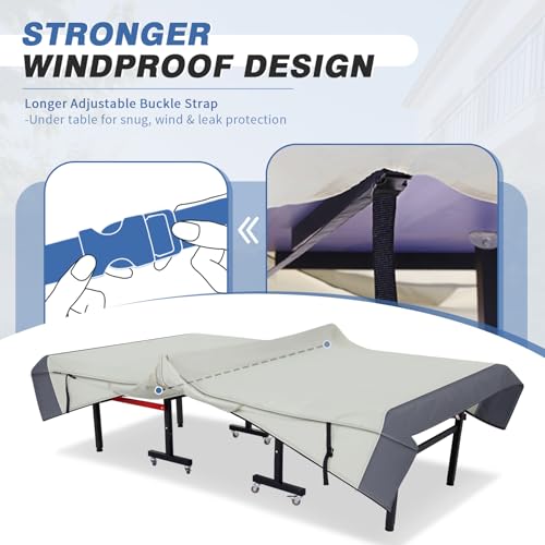 Ping Pong Table Cover Outdoor Waterproof, Dual Function Table Tennis Cover Fits Both Folding Tables and Flat Tables Indoor & Outside 68" L x 6"/30" W x 62" H - color: Beige