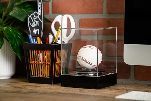 Large Spinning Clear Acrylic Display Case – Battery-Powered Rotating Stand for Baseballs, Hockey Pucks, Golf Balls, and Figurines – Perfect for Collectibles and Memorabilia