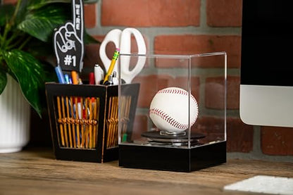Large Spinning Clear Acrylic Display Case – Battery-Powered Rotating Stand for Baseballs, Hockey Pucks, Golf Balls, and Figurines – Perfect for Collectibles and Memorabilia
