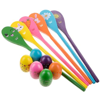 Mr. Pen- Egg Spoon Race Game Sets, 6 Sets | Wooden Balance Relay Games for Kids, Carnival, Birthday Party Games, Outdoor Easter Spring Group Game Field Day, Party Favors