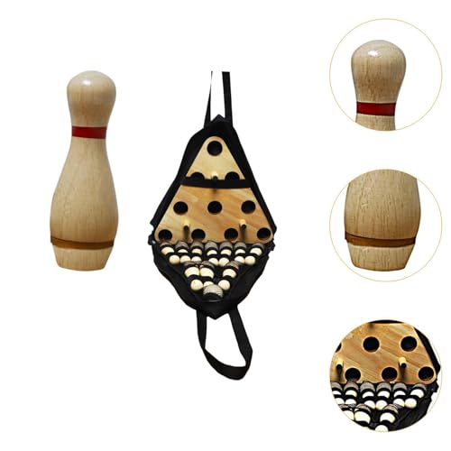 Simhoa Shuffleboard Bowling Pin Set Wooden Bowling Set Equipment with Storage Bag Desktop Bowling Toy for Birthday Gifts Sports