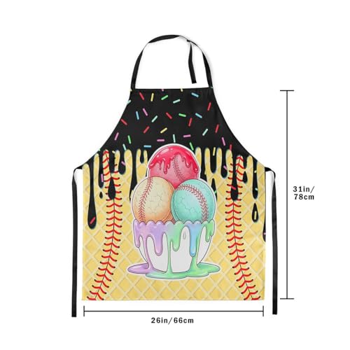 Castle Fairy Ice Cream Drip Baseball Kids Kitchen Apron - color: Yellow Black