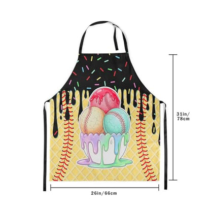 Castle Fairy Ice Cream Drip Baseball Kids Kitchen Apron - color: Yellow Black