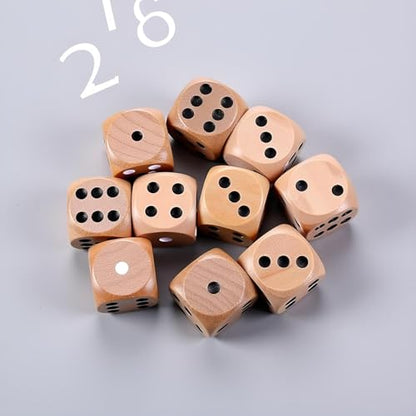 10Pcs Wooden D6 Dice Set, 20mm Round Corner, 6 Sided Gaming Dice for Adults Standard Game Dice