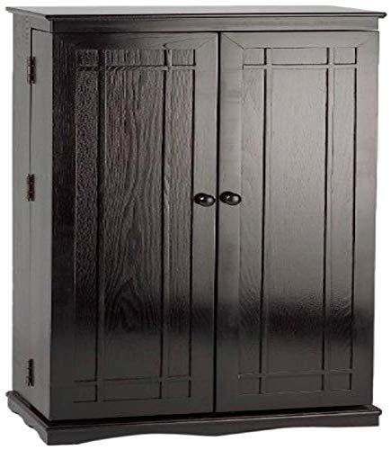 Leslie Dame Solid Oak Multimedia Storage Cabinet with Classic Mission Style Doors, Black - color: Black
