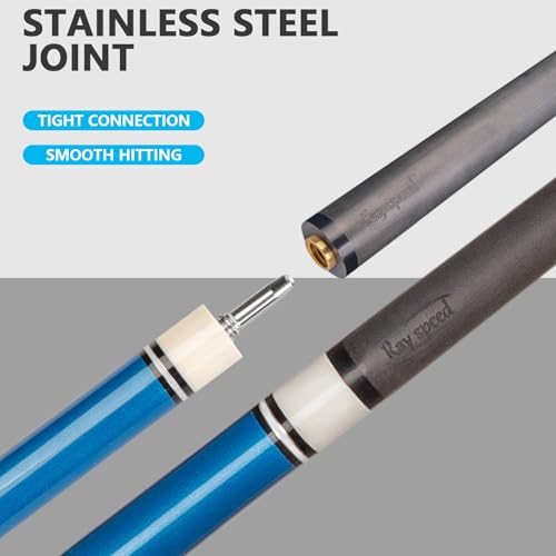 Carbon Fiber Pool Cue Stick 12.5mm Low Deflection Full Carbon Technology Pool Stick for Adults Professional Billiard Cue with Uni-loc Pin Joint - color: Blue