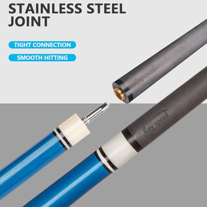 Carbon Fiber Pool Cue Stick 12.5mm Low Deflection Full Carbon Technology Pool Stick for Adults Professional Billiard Cue with Uni-loc Pin Joint - color: Blue